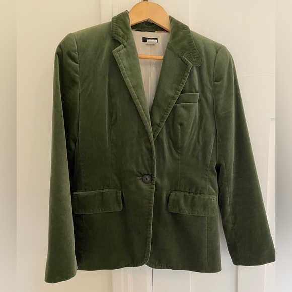 J. Crew Jackets & Blazers - J. Crew Cotton Velvet Green Tailored Blazer